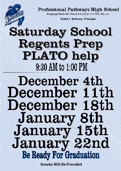 Saturday school, regents prep & PLATO help